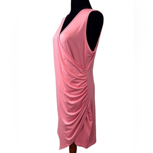 Gracyoga Classic & Comfy Asymmetrical Sleeveless Ruched Pink Dress Size-XXL NWT - Picture 4 of 10